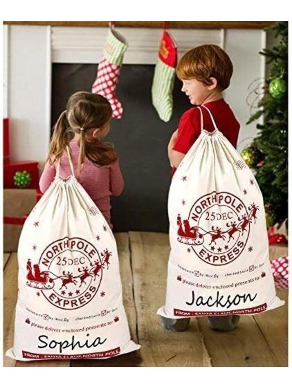 Christmas Gift Sac Holiday Gift Wrap Bag Santa Pouch Under The Tree Decor NEW